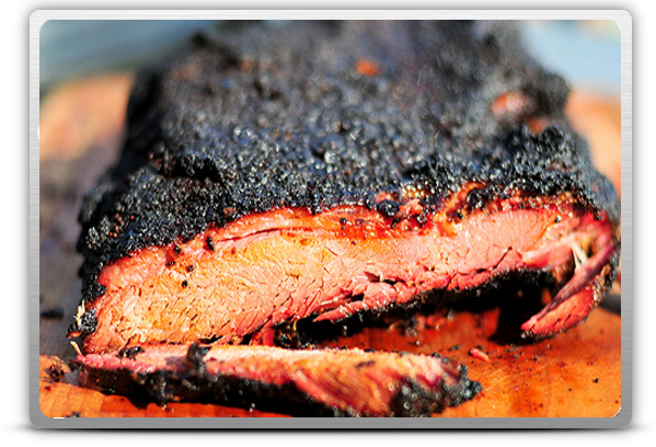 Flaming Rooster smoked brisket — Aaron Franklin method: perfectly barked beef brisket fresh off the smoker